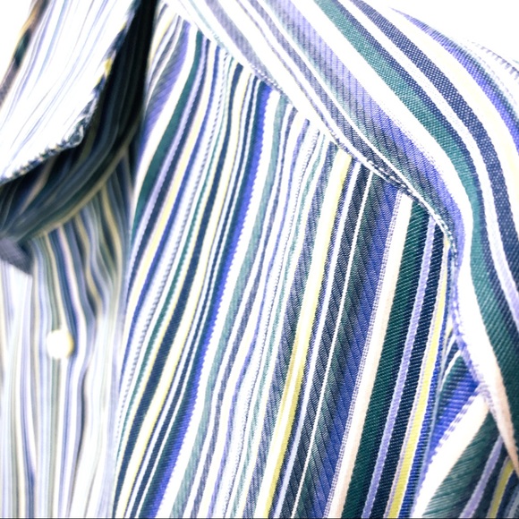 Thomas Dean TD Striped Button Up Shirt Blue XLT - Picture 7 of 8